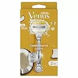 Gillette Venus Comfortglide RASOIO DONNA Cocco Plus Olaz, 2 LAMETTE RICAMBIO (da 5 Lame) e 1 Manico, per una Rasatura Liscia e Profonda, Skin Cushion con Idratante Olaz