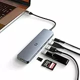 HOPDAY Hub USB C Adattatore multiporta, adattatore USB C a HDMI 7 in 1 con HDMI 4K, 100W PD, porte dati USB 3.0, lettore di schede SD/TF, dongle USB C in alluminio per MacBook Pro/Air, HP/Dell XPS