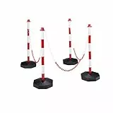 Relaxdays Set da 4 Paletti di Delimitazione, Barriere Eventi e Feste, Dissuasore Parcheggio, 82x112x28 cm, Rosso Bianco