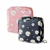 Porta Assorbenti da Borsa,2 Pezzi Portatile Borsa Porta Assorbenti da Borsa con Cerniera 13*13cm Porta Sacchetti Igienici per Assorbenti per Donne,Donna,Ragazze(Crisantemo)
