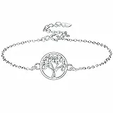 Lydreewam Albero Della Vita Bracciale Donna Argento Sterling 925 3A zirconi con Scatola Regalo, Regolabile 16+3cm