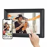 Cornice Digitale, Moman WF11T 10,1' Portafoto Digitale Wifi Foto Digitale IPS Touch Screen 32 GB di Memoria Rotazione Automatica Condivisione di Foto e Video Tramite App Ideale per Regali in Famiglia