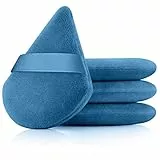 Powder Puff Start Makers 4 Pezzi Puff Cipria Triangolare, Riutilizzabile Morbido Spugna Fondotinta, Bagnato e Asciutto Piumino Cipria, Adatto per Fondotinta Sciolti (Blu)