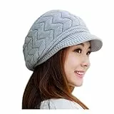 Tuopuda Cappello Donna Invernale Cappello Beanie Cappelli Donna Berretti, cappello con orecchie per Donne, cappello donna inverno con visiera (Grigio)
