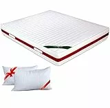 EVERGREENWEB Materasso Matrimoniale 160x200 in MEMORY FOAM & Waterfoam ORTOPEDICO alto 22 cm con Coppia Cuscini Letto GRATIS Lastra Massaggiante, Rivestimento Bianco SFODERABILE per Reti e Letti