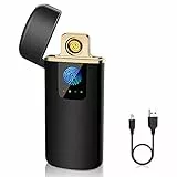 ASANMU Accendino Elettrico, Accendino USB Ricaricabile Antivento Elettronico USB Ricaricabile Accendino Indicatore della Batteria per Candele Cucina Barbecue, Confezione Regali di Natale per Uomo Papà