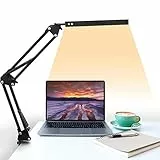 Lampada da Scrivania LED con Morsetto 10W, Lampada da Tavolo con Protezione Degli Occhi, 10 livelli di luminosità 3 modalità di illuminazione, con Funzione di Memoria, per Lettura, Lavoro, Studio (M)
