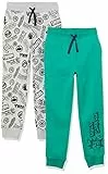Amazon Essentials Disney | Marvel | Star Wars Pantaloni Sportivi Jogger in Pile (in precedenza Spotted Zebra) Bambini e Ragazzi, Pacco da 2, Marvel/Hulk, 8 Anni