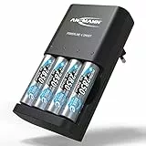 ANSMANN caricabatterie 'Powerline 4 Smart' per 1-4 AA e AAA batterie ricaricabili tra cui 4x Ansmann NiMH AA 2850 batterie ricaricabili - per batteria NiMH e NiCd con monitoraggio singolo slot