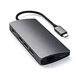 SATECHI Adattatore USB C Hub V2 - HDMI 4K (60Hz), Ricarica USB C 60W, GbE, Lettore SD/Micro, USB 3.0 - Per MacBook Pro/Air M2/M1, iPad Pro/Air M2/M1, Mac Mini M2, iMac M1 (Grigio Siderale)