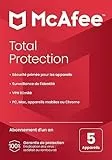 McAfee Total Protection 2023 | 5 dispositivi | Software antivirus per la sicurezza in Internet | VPN Illimitata | Abbonamento di 1 anno | Scheda codice prodotto