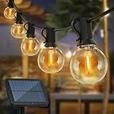 Catena Luminosa Solare, TOGAVE LED Luci Giardino Esterno con 4 Modalità, Impermeabil IP44 e 10+1 LED Lampadine Catene Luminose Decorazione per Giardino, Casa, Matrimonio, Partito - Bianco Caldo