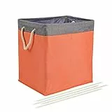 Amazon Basics, Cesto portabiancheria pieghevole in tessuto, con staffe rimovibili, colore arancione, 40.6 cm x 33 cm x 43.6 cm