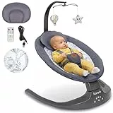 LIONELO Ralf 2in1 Sdraietta dondolo per neonato da 0 fino a 9kg, Altalena con 12 melodie programmate, Telecomando, Culla 5 velocità di dondolio, Blocco, Regolazione dello schienale, Timer, Silenzioso