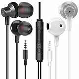 MAS CARNEY │ Confezione da 2, Nero WI7+ Bianco WH5 │ Auricolari in-ear cablati, auricolari in metallo con microfono e telecomando per il volume