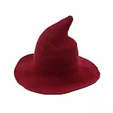Zukmuk Cappello da Strega Halloween per Adulti Unisex Cappelli in Maglia Tinta Unita Witch Hat Invernale (Rosso, Taglia unica)