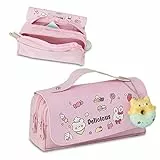 DBPBToU Astuccio Bambina, Astuccio Scuola con 3 Scomparti, Astuccio Scuola Elementare Grande Capacità, Astucci in Tessuto Oxford e Pu pelle per Scuola (charm gattino rosa)