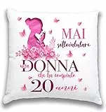 12Print Cuscino 20 anni compleanno Donna. Idea regalo per lei, ragazza, fidanzata. (Con imbottitura 38x38) Mai sottovalutare una donna di 20 anni