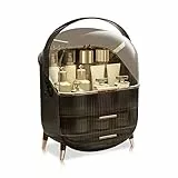 Galatée Serie Retrò Organizer Trucchi Multifunzione Antipolvere Organizer per Cosmetici,Organizzatore di Trucco Grande Capacità,Gioielli e Accessori ideale per bagno e camera da letto - Grigio retrò