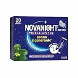 NOVANIGHT Tripla Azione, Integratore Alimentare con Melatonina per Dormire, Magnesio e Griffonia, Senza Glutine, 20 Bustine Orosolubili al Gusto Camomilla e Agrumi, Non Induce Dipendenza