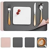 Myir JUN Tovagliette e Sottobicchieri, Tovagliette Colazione Set Tovagliette Americana Plastica Lavabili Tovagliette (Grigio Rosa, Set di 4)