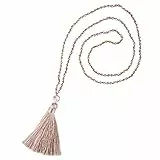 KELITCH Collana con ciondolo a nappa da donna collana con fili di perle di cristallo collana lunga con catene di cristallo