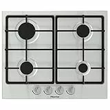 Hisense GM643XF Piano Cottura a Gas con 4 Zone di Cottura, Larghezza 60 cm, Griglie in Ghisa, Accensione Integrata, Inox Anti Impronta