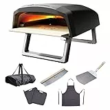 MasterPRO Pizza Oven | Forno a gas portatile con funzione di cottura rapida fino a 500 °C | Pizze pronte in 60 secondi | Include grembiule, taglierina e pala per pizza