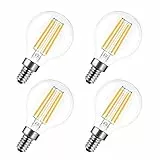 Fulighture Lampadina a filamento LED vintage E14, E14, 4 W, sostituisce 40 W, luce bianca calda, 2700 kelvin, stile rustico, 470 lumen, angolo di diffusione 330°, non dimmerabile, confezione da 4