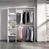 Dmora - Guardaroba Makalu, Struttura per cabina armadio, Mobile appendiabiti aperto, 140x40h187 cm, Bianco