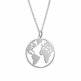 EMPATHY JEWELS Ciondolo Mondo In Argento 925 Con Catena Di 42 Cm - Collana Donna Mondo un gioiello originale per la maggior parte dei viaggiatori.