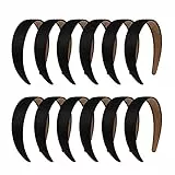 Fasce per Capelli in Raso, Fascia con Nastro Cerchietti per Capelli Bambina Hard Headband Larghi 1.2 pollici antiscivolo per le Donne e le Ragazze, 12 pezzi Nero