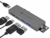 NOV8Tech Adattatore multiporta da USB C a HDMI Hub 7in2 per MacBook Pro 2020 M1 2019 2018 2017 2016 grigio e MacBook Air 2020 M1 2019 2018 UHS II SD micro SD, Thunderbolt 3 100 W, USB C, 2X USB 3
