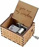 Funmo Carillon in Legno con Scritta “You Are My Sunshine” Carillon Intagliato Meccanismo Antico a 18 Note a Manovella per Regalo di Natale Decorazioni per la casa Regali di Amici e Famiglie