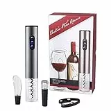 Bi-Komfort Apribottiglie Elettrico, Cavatappi Elettrico, Apribottiglie Regalo Set Contiene Cavatappi Automatico, Taglia-Capsule, Vino Versatore e Tappo Vino di Vuoto