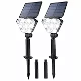 T-SUN Luci Solari Prati 2 Modalità Faretto Solare 6000K Luci Solari Per Esterni Impermeabili, Accensione/Spegnimento Automatico, Lampada Solare per Alberi, Giardini, Strade, Prati (6000K, 2PC)