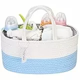 Hinwo Baby Pannolino Caddy 3-Compartment Infant Nursery Tote Storage Bin Portatile Car Organizer Newborn Doccia Cesto Regalo Corda di Cotone con Divisore Staccabile per Pannolini & Salviette