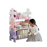KidKraft Scaffale Portaoggetti Libreria Puzzle Pastello in Legno per Bambini, Mobile Porta Giochi Bambini, Mobili per Cameretta e Sala Giochi per Bambini, 14415