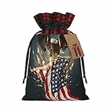 Sacchetti regalo di Natale con aquila calva nordamericana con coulisse, sacchetti di iuta per regali di Natale, sacchetti per caramelle e snack