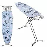 KADAX Asse da stiro pieghevole, 120 x 38 cm, con rete metallica, asse da stiro con piedini antiscivolo, asse da stiro regolabile in altezza, con ripiano da stiro (blu)