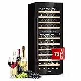 Klarstein Cantinetta Vino, Cantinetta Vino Refrigerata a Zona Doppia per Interno/Esterni, Frigo Bar, Cantina Vino con Vetrina, Mini Bar con Protezione UV, Frigo Vino Touch, 5-18°C, 73 Bottiglie