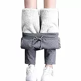 CheChury Pantaloni Sportivi Donna Pantaloni Jogger in Pile con Coulisse e Tasches Sportswear Pantaloni de Tuta Basic Casuals Inverno,Grigio,XL