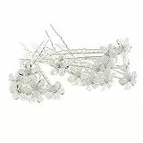 LATRAT - 8 spille per capelli a forma di U con fiori di cristallo, da donna, per matrimonio, gioielli da sposa (bianco)