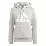 adidas W Bl FL HD, Felpa con Cappuccio Donna, Medium Grey Heather/White, S