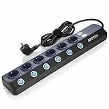 BESTEK 900J Multipresa Ciabatta Elettrica da Muro a 6 Prese Schuko e 4 USB Rapida, Anti Sovratensioni SPD con Interruttori Indipendenti, Multi Protezione, Coperchio di Sicurezza, 3600W/16A