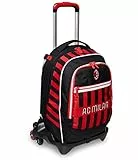 Seven Trolley Scuola Jack 3 Ruote - AC MILAN Calcio, Rosso e Nero - Uso 3 in 1 con Crossover System - Zaino Scuola Doppio Scomparto, Trolley Scuola, Viaggio Bambino