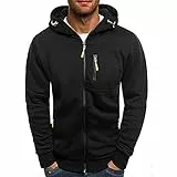 Loalirando Giacca di Felpa Uomo Sportivo con Cappuccio Caldo con Zip Pullover Hoodie Cappotto Uomo Invernale (Nero-Versione più Spessa, XL)