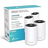 TP-Link Deco XE75(2-pack) Mesh Router AXE5400 Wi-Fi 6E Tri-Band, Sistema Mesh per Tutta la Casa, Porta Gigabit, 6 GHz, AI-Driven Mesh, HomeShield, MU-MIMO, 2 Pezzi con Copertura Fino a 500㎡