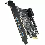 SupaGeek PCI-E USB 3.0 5 porte (2 porte USB-C e 3 porte USB-A) scheda di espansione, PCI Express USB convertitore Card, convertitore interno USB3 hub per PC desktop, supporto Windows 10/8/7