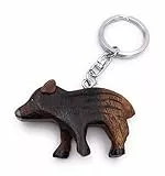 Onwomania Ciondolo Portachiavi in ​​Legno con Cinghiale di Cinghiale e Cinghiale